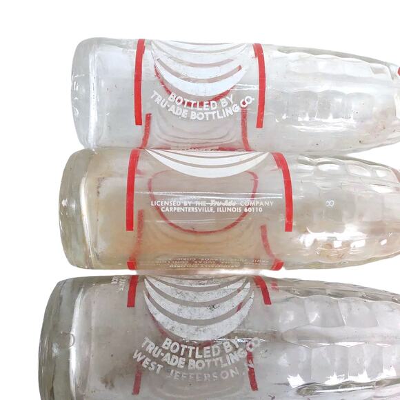 Set of 3 Vintage TRU-ADE 10oz ACL Glass Soda Bottles, PAL, King Size W Jefferson - Picture 8 of 8